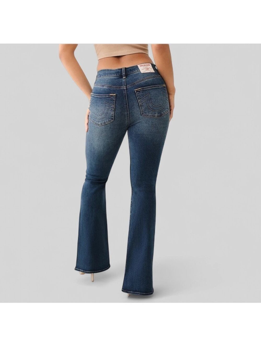True Religion-Charlie High rise flare jeans, blue- size 27-NWT-retails $159 - Picture 2 of 11